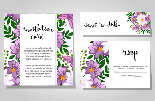 Tarjetas de invitación de boda — Vector de stock