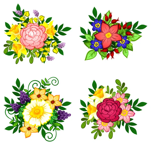 Ramos de flores conjunto — Archivo Imágenes Vectoriales