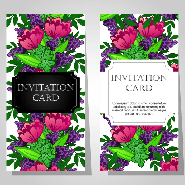 Invitaciones con fondo floral — Archivo Imágenes Vectoriales
