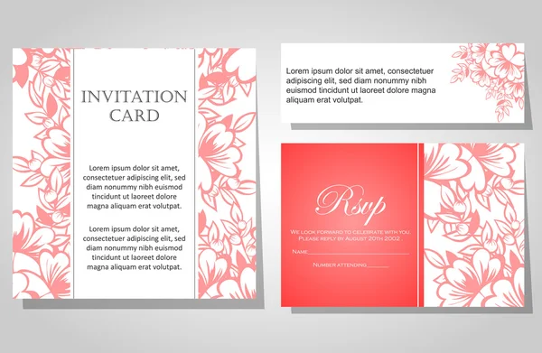 Ensemble d'invitations florales — Image vectorielle