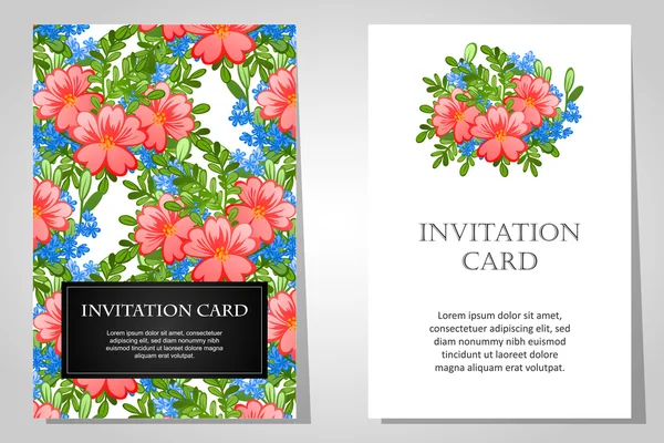 Invitaciones con fondo floral — Vector de stock