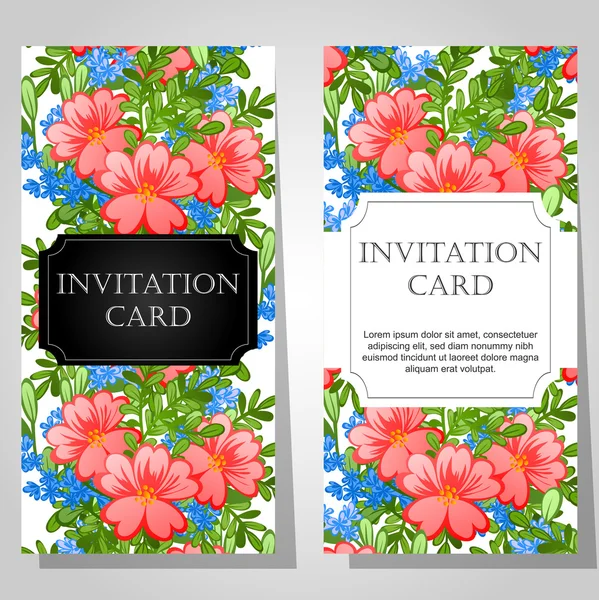 Invitaciones con fondo floral — Vector de stock