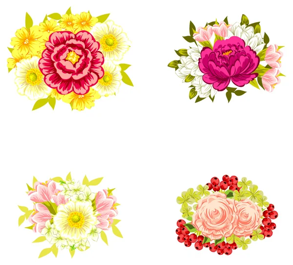 花の花束のセット — ストックベクタ