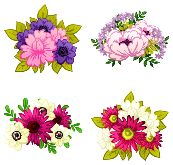 Набір букети квітів — стоковий вектор