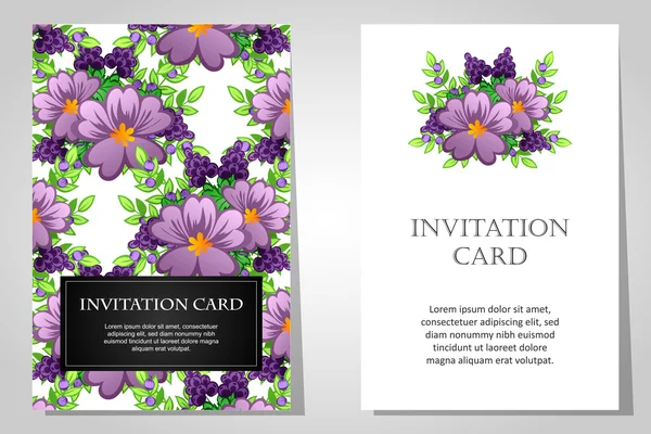 Invitaciones con fondo floral — Vector de stock