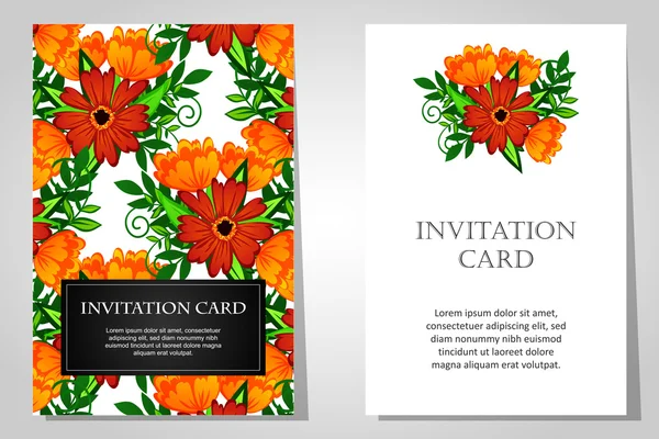 Invitations with floral background — Stock Vector