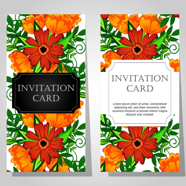 Convites com fundo floral — Vetor de Stock