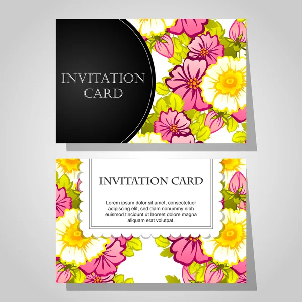 Invitaciones con fondo floral — Vector de stock