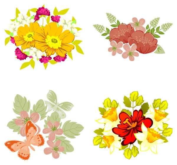 Bloem boeketten set — Stockvector