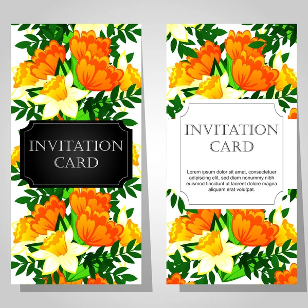 Invitations à fond floral — Image vectorielle