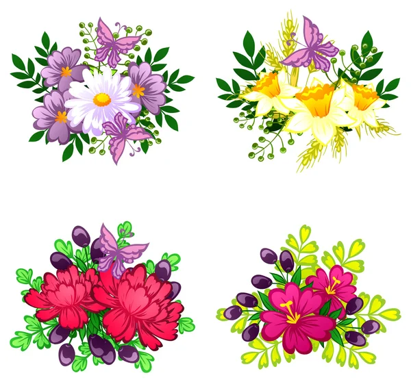 Ramos de flores conjunto — Vector de stock
