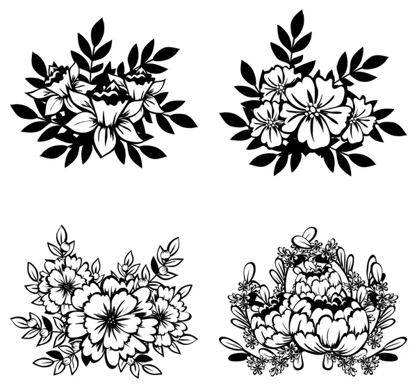 Flower bouquets set — Stock Vector