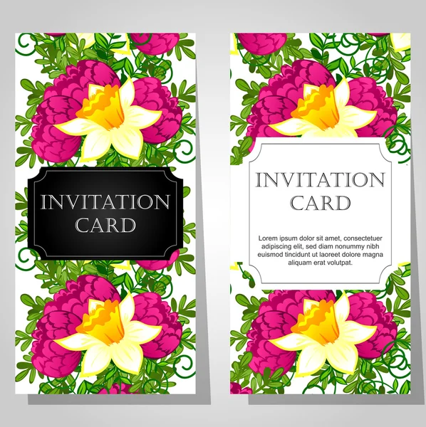 Invitations à fond floral — Image vectorielle