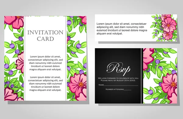 Invitations à fond floral — Image vectorielle