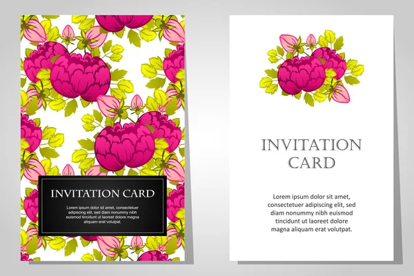 Invitaciones con fondo floral — Vector de stock