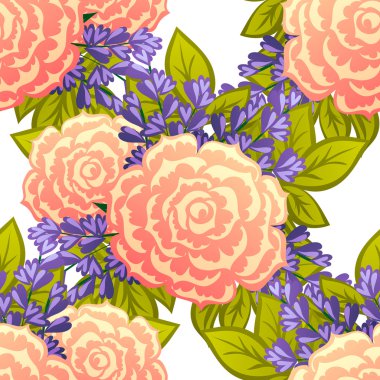 Çiçek elemanları ile soyut desen