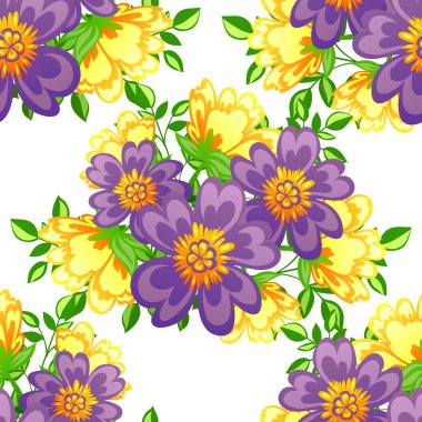 Çiçek elemanları ile soyut desen