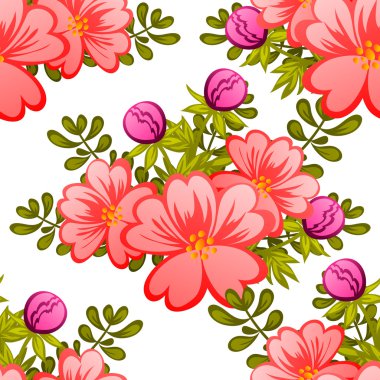 Çiçek elemanları ile soyut desen