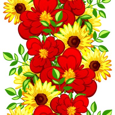 Çiçek elemanları ile soyut desen