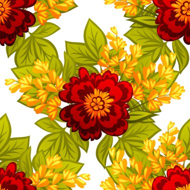 Çiçek elemanları ile soyut desen