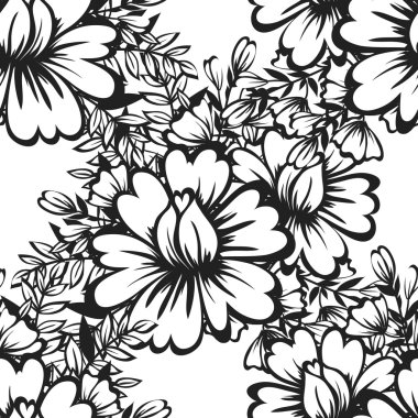 Çiçek elemanları ile soyut desen