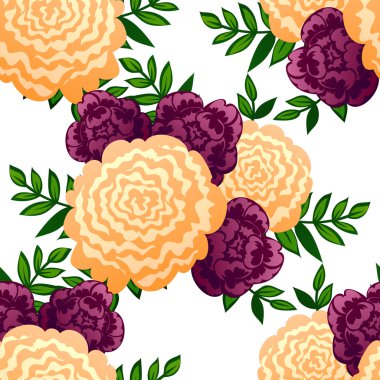 Çiçek elemanları ile soyut desen