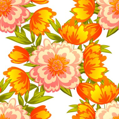 Çiçek elemanları ile soyut desen