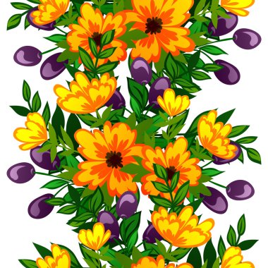 Çiçek elemanları ile soyut desen