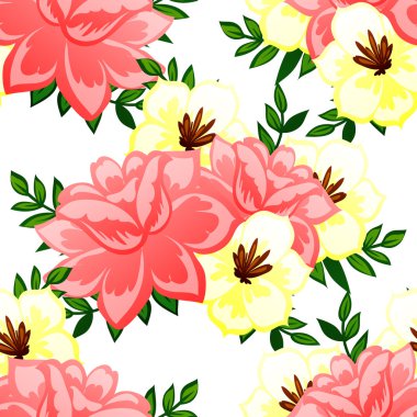 Çiçek elemanları ile soyut desen