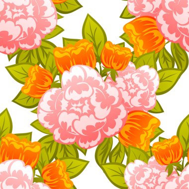 Çiçek elemanları ile soyut desen