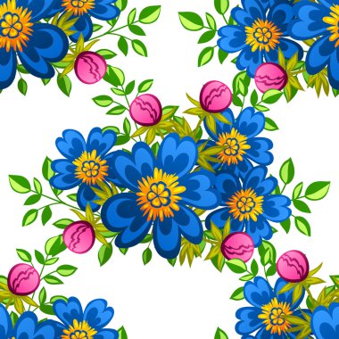 Çiçek elemanları ile soyut desen