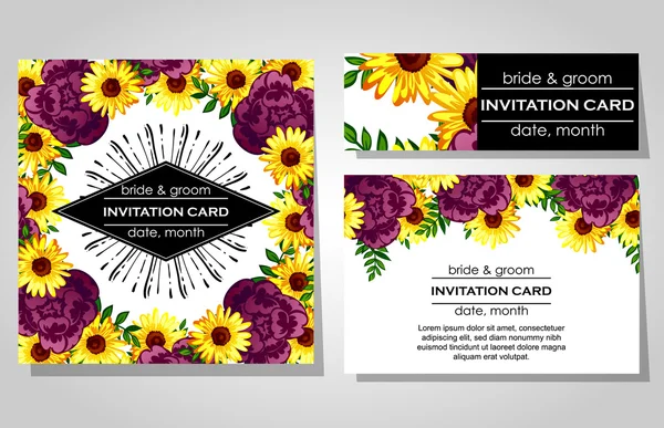 Cartes d'invitation de mariage — Image vectorielle