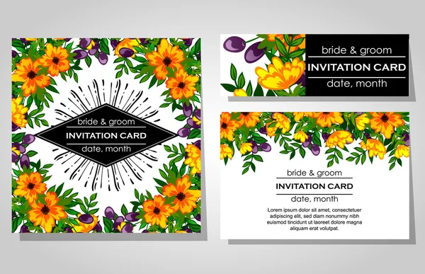 Tarjetas de invitación de boda — Vector de stock