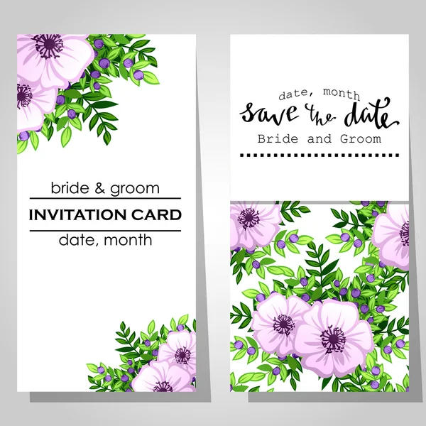 Tarjetas de invitación de boda — Vector de stock