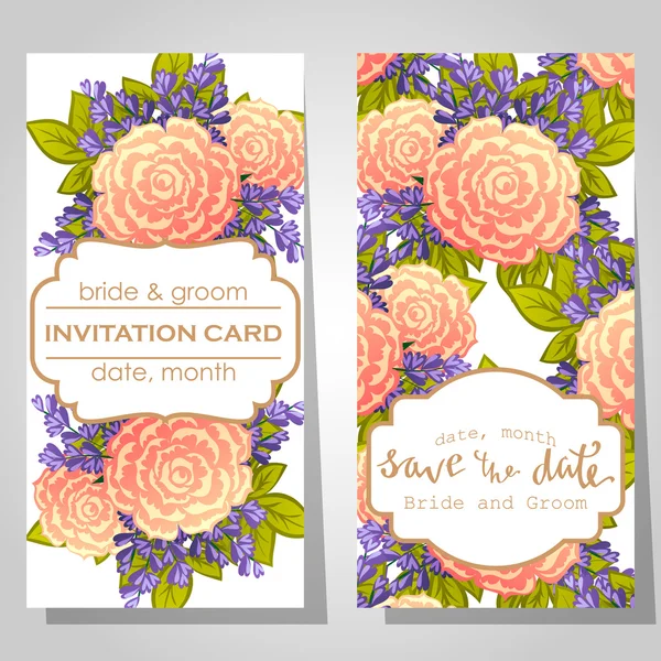 Cartes d'invitation de mariage — Image vectorielle