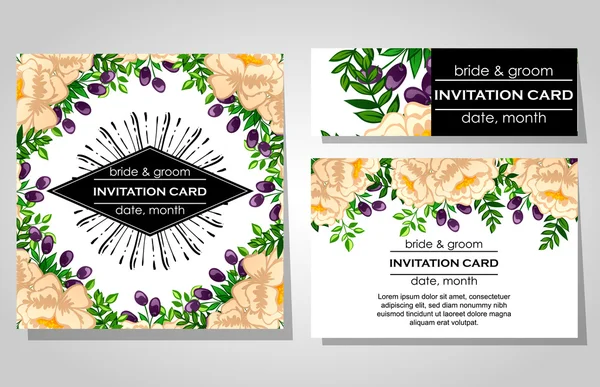 Tarjetas de invitación de boda — Vector de stock