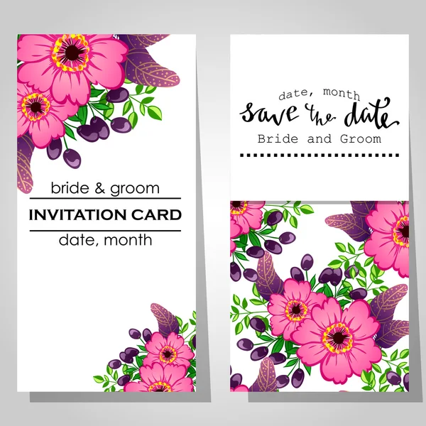 Carduri de invitație de nuntă — Vector de stoc