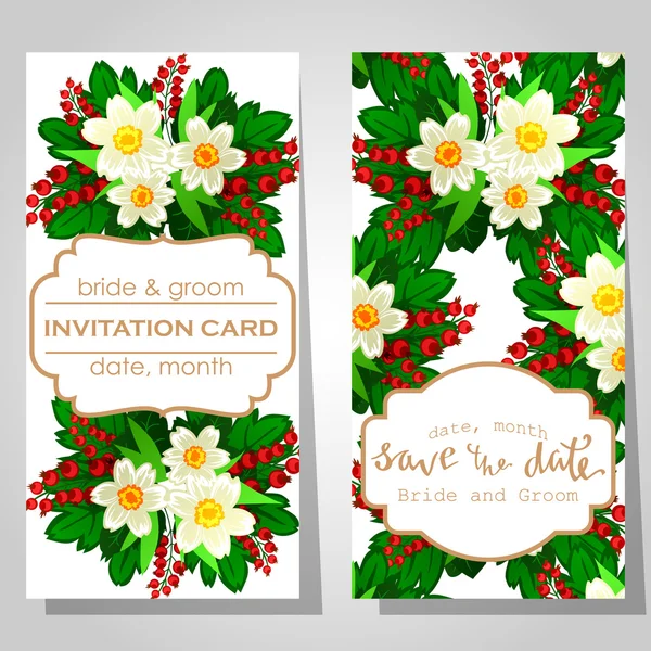 Cartes d'invitation de mariage — Image vectorielle