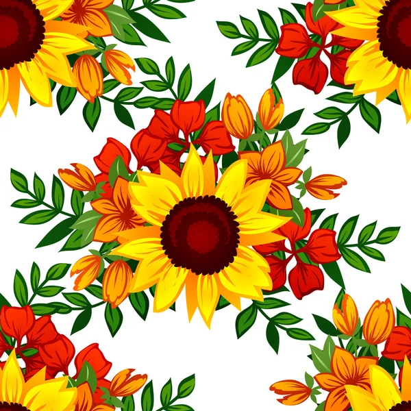 Patrón abstracto con elementos florales — Vector de stock