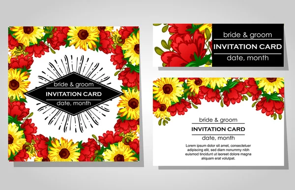 Cartes d'invitation de mariage — Image vectorielle