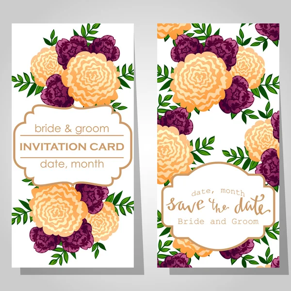 Cartes d'invitation de mariage — Image vectorielle