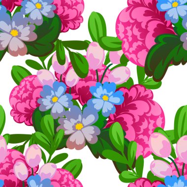 Çiçek elemanları ile soyut desen