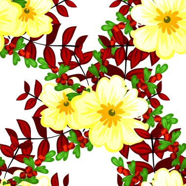 Çiçek elemanları ile soyut desen