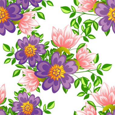 Çiçek elemanları ile soyut desen