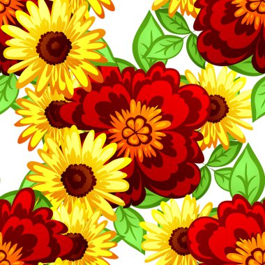 Çiçek elemanları ile soyut desen