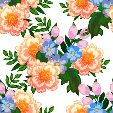 Çiçek elemanları ile soyut desen