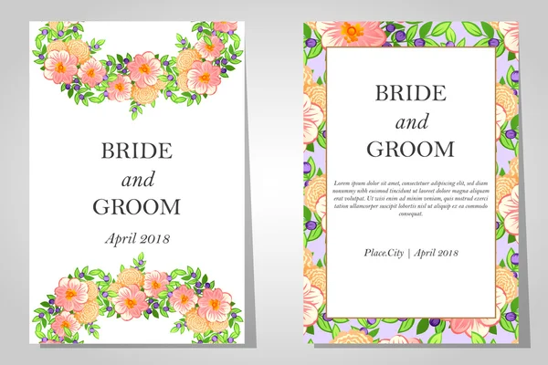 Cartes d'invitation de mariage — Image vectorielle