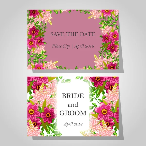 Tarjetas de invitación de boda — Vector de stock