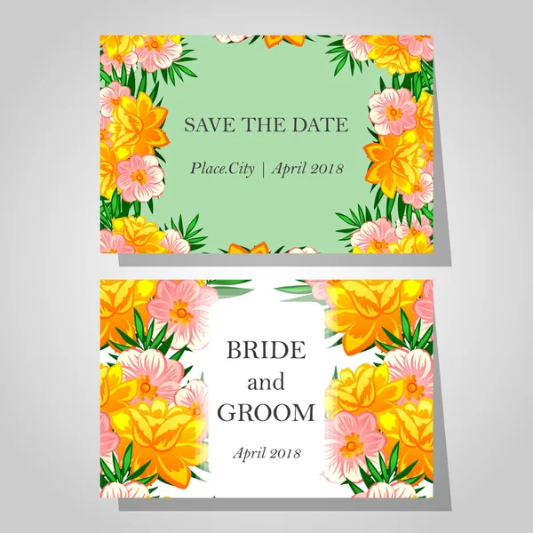 Tarjetas de invitación de boda — Vector de stock