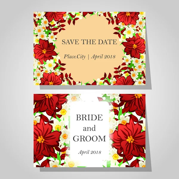 Cartes d'invitation de mariage — Image vectorielle